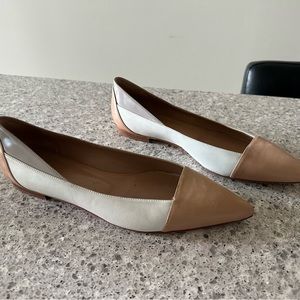 Hugo Boss Nude and White Leather Flats